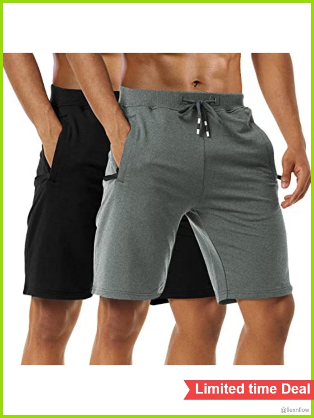 Men's Athletic Running Shorts Cotton Workout Gym Shorts Zipper Pockets
